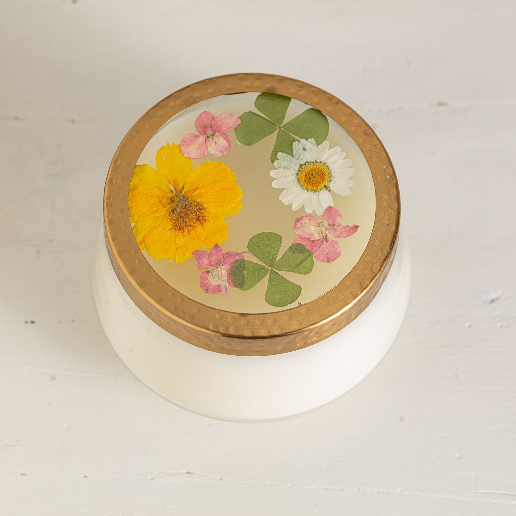 Lemon Blossom Large Pressed Floral Candle