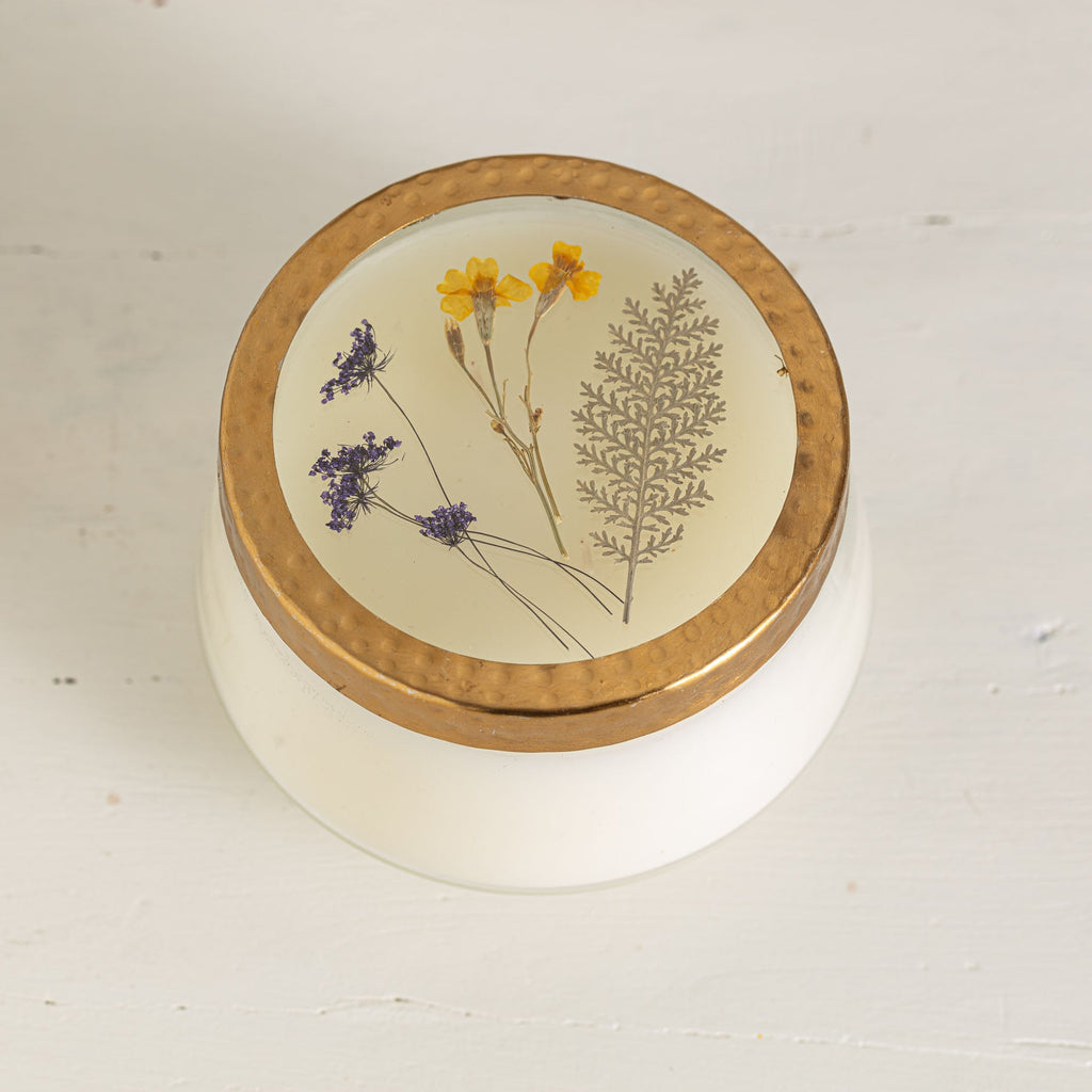 Roman Lavender Large Pressed Floral Candle