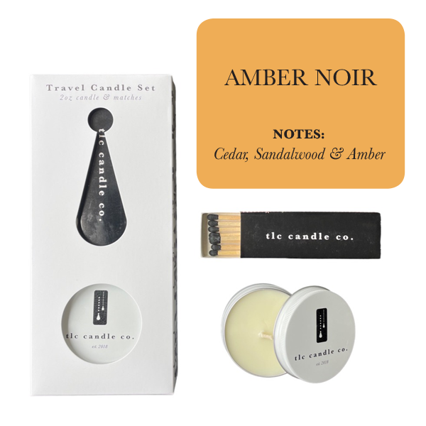 2oz Travel Candle with Matches - Amber Noir