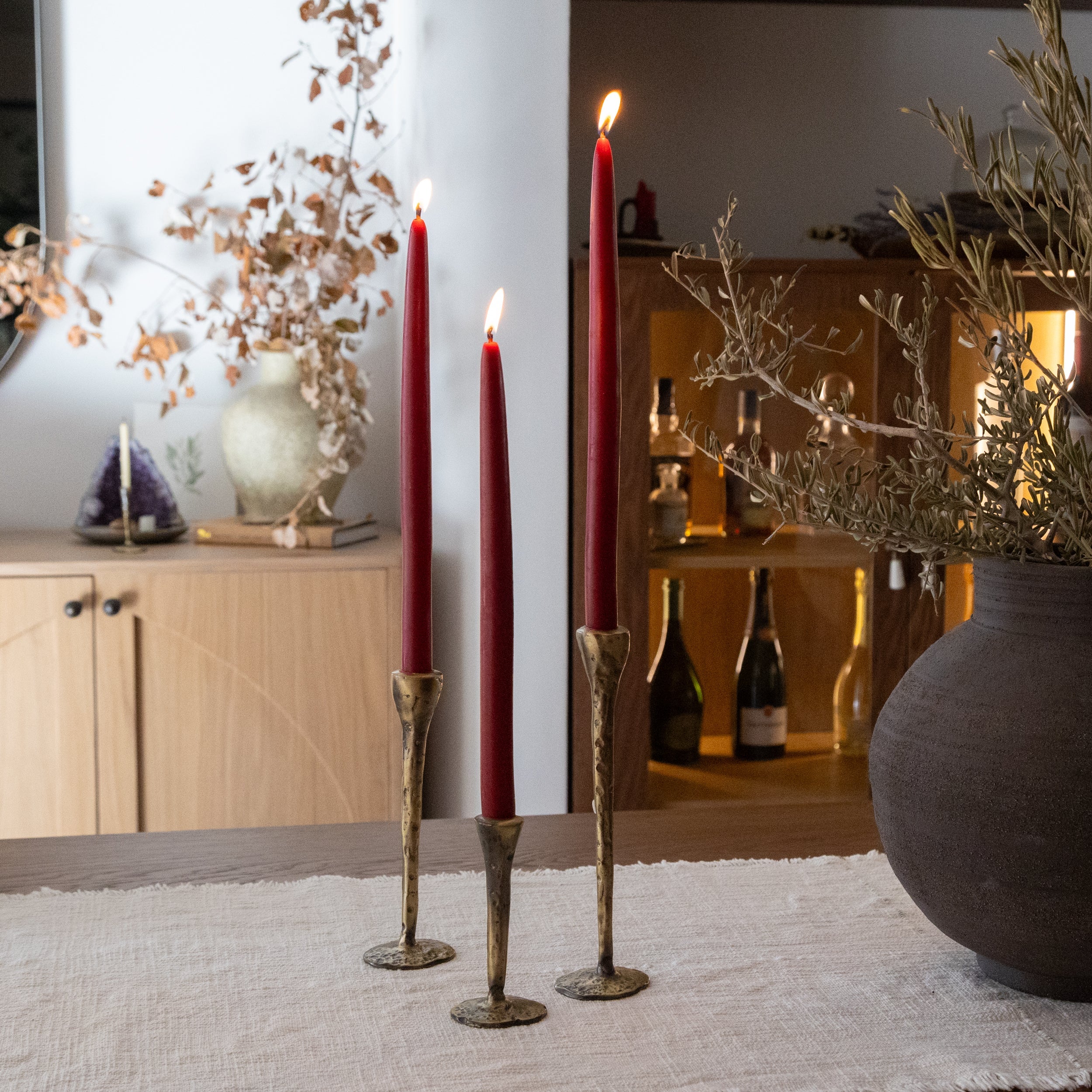 Antique Brass Candlesticks - Set of 3