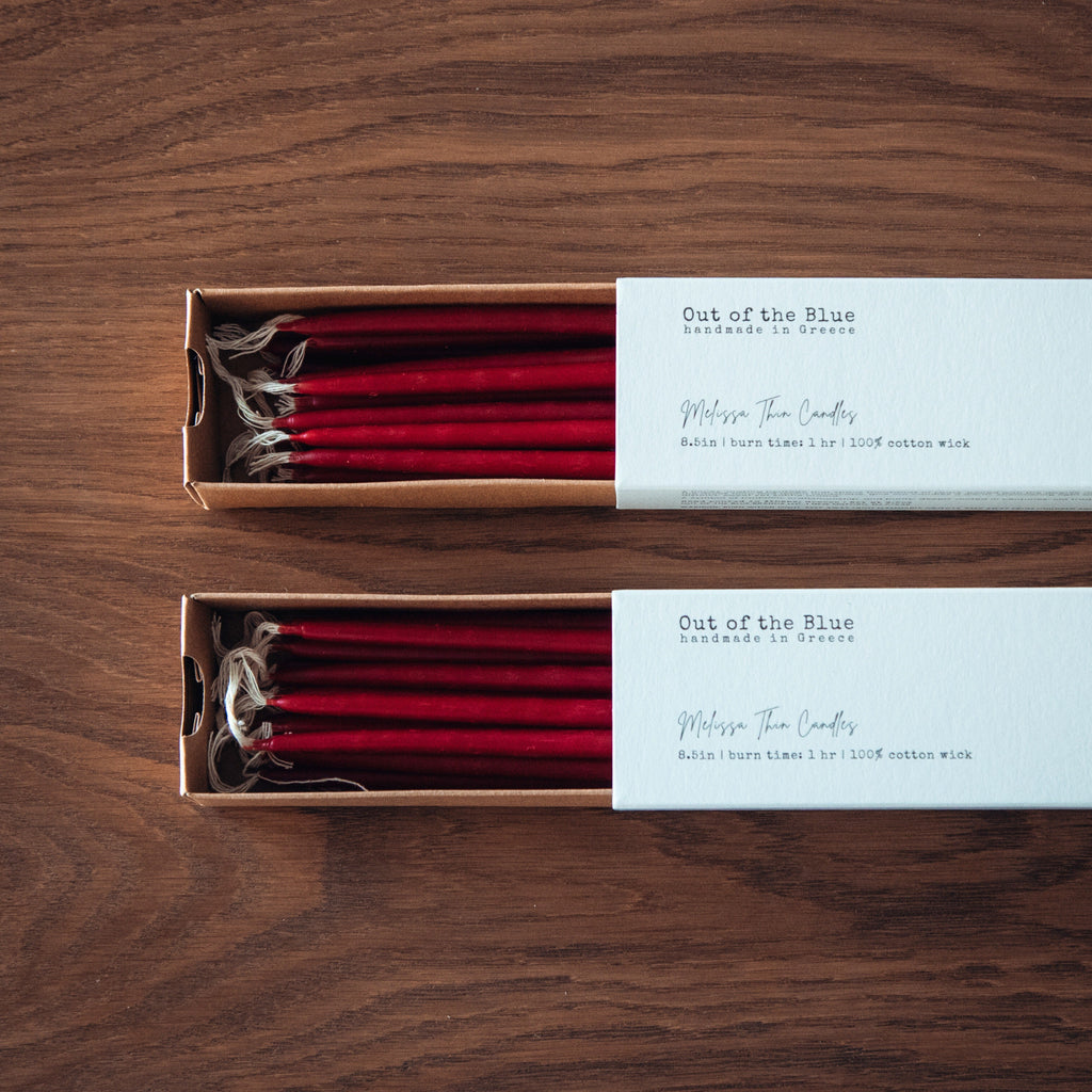 Melissa Beeswax Thin Tapers - Set of 15