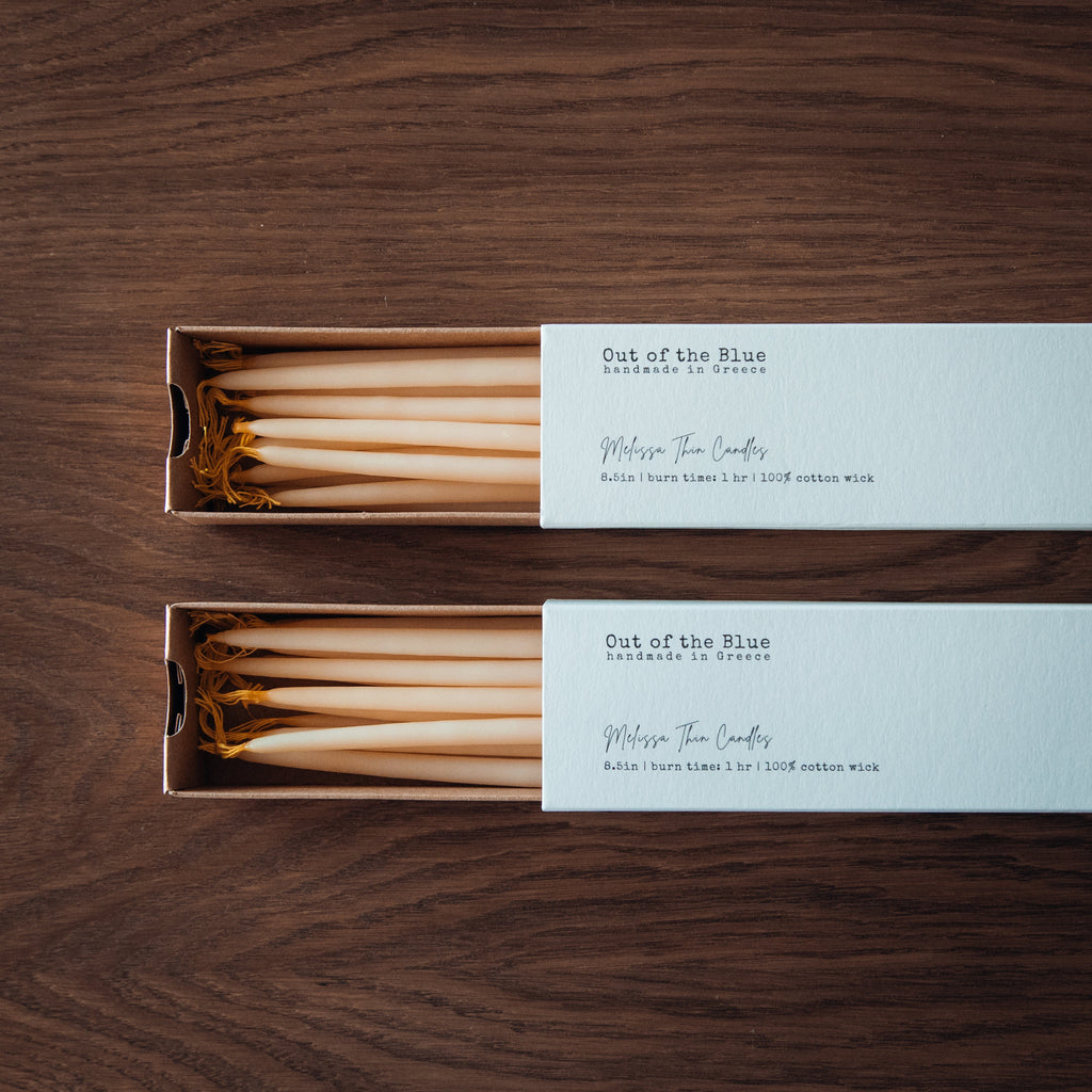 Melissa Beeswax Thin Tapers - Set of 15