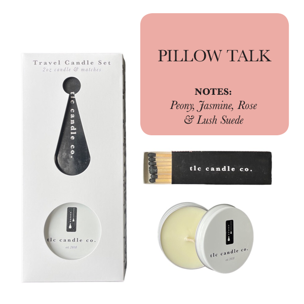 2oz Travel Candle with Matches - Pillow Talk