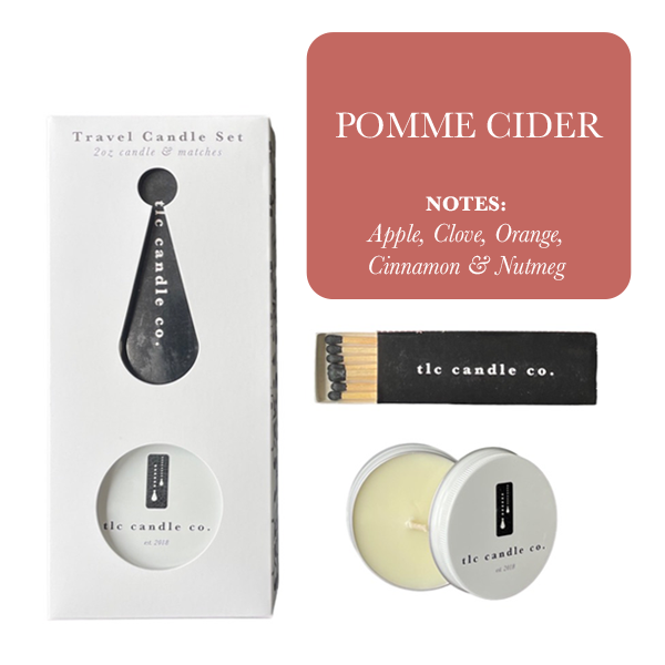 2oz Travel Candle with Matches - Pomme Cider