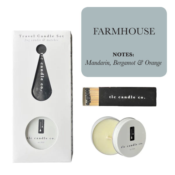 2oz Travel Candle with Matches - Farmhouse