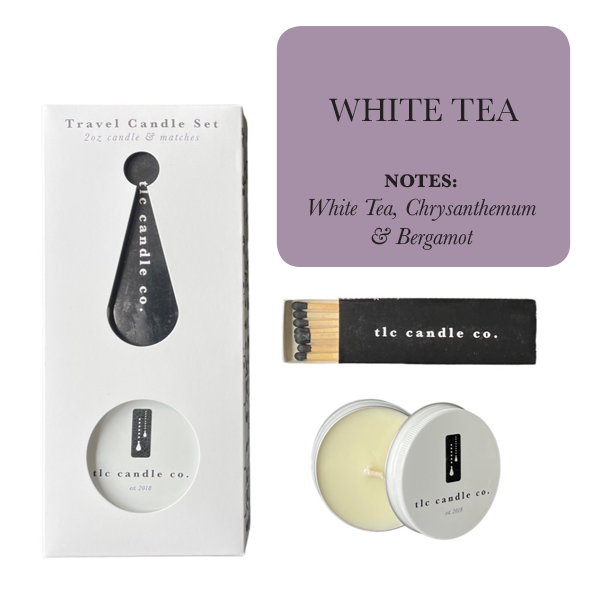 2oz Travel Candle with Matches - White Tea