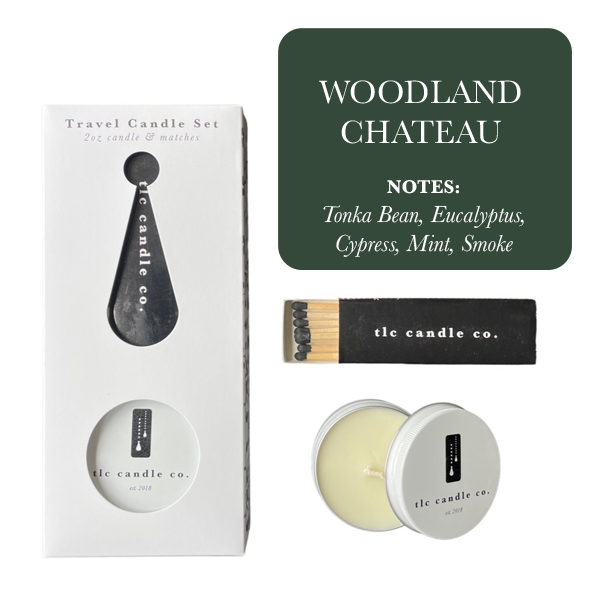 2oz Travel Candle with Matches - Woodland Chateau