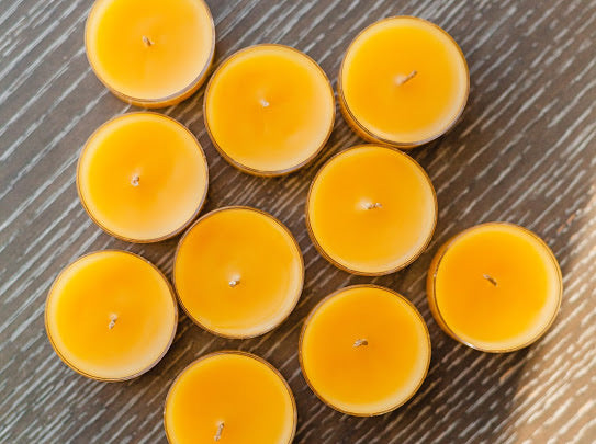 100% Pure Beeswax Tea light candles with hemp wicks | Set of 10